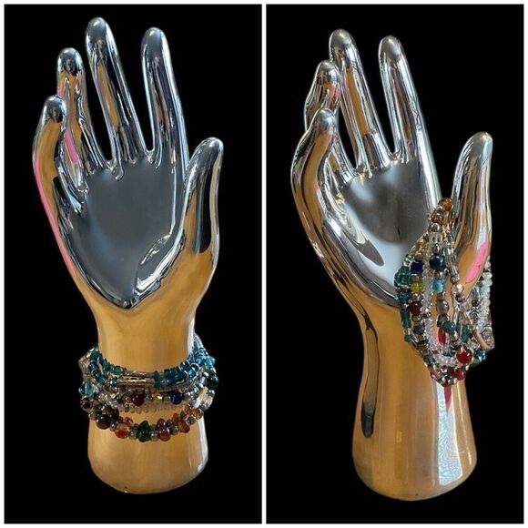 5 Elastic Beaded Bracelets in Various Colors - Picture 1 of 3